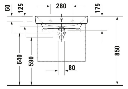 Duravit Waschtisch-Unterschrank No. 1 59 x 42,6 x 47,8 cm, Graphit Matt, 1, Schubkasten, 1 Auszug, wandhängend