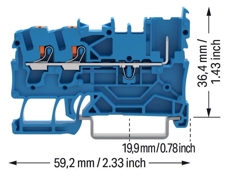 Reihenklemme 0,25-4qmm 1Etage 3kl bl 24A TS35 Hutschiene TH35