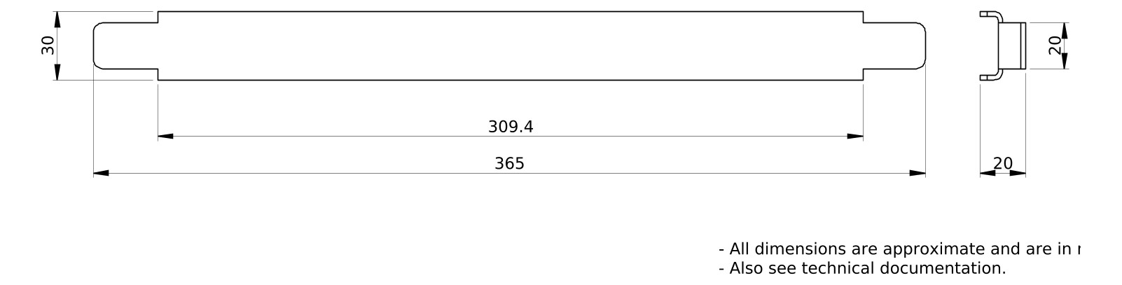 Kabelabfangschiene 30x400x10mm Metall