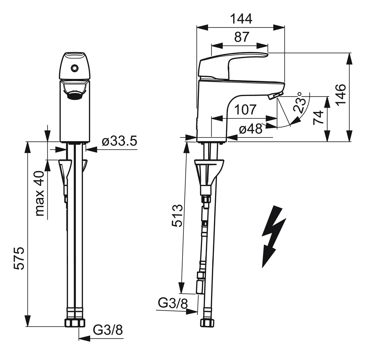 HANSA Waschtisch-Einhebelmischer HANSAPINTO ND, ohne Ablaufgarnitur, Ausladung 107 mm, chrom