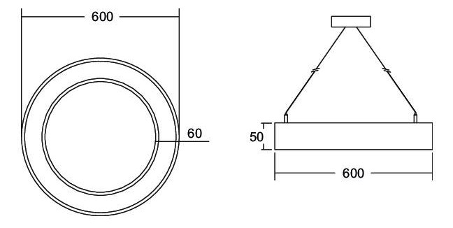 LED-Pendelleuchte 60W 3000K 6924lm Konv sym 1LED LED nicht austauschbar IP20