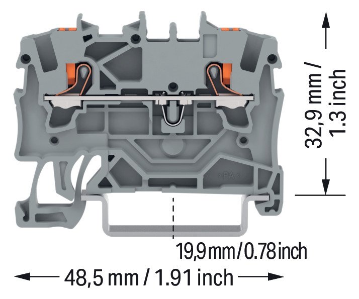 Reihenklemme 0,25-2,5qmm 1Etage 2kl gr 18A TS35 Hutschiene TH35