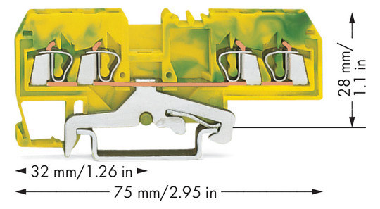 Schutzleiter-Reihenklemme Serie 280 0,08-2,5qmm gn/ge 1Etage Hutschiene TH35