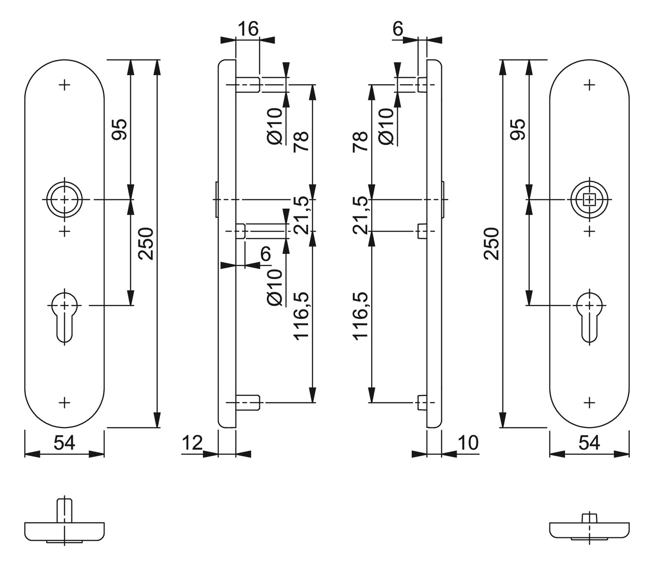 Bild Schutz-Langschild 3331/3310 oval,ES1/PZ 92/10/8,F9,TS67-77 - HOPPE-1
