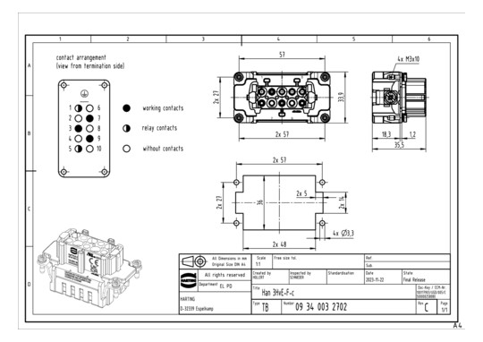 HART Buchseneinsatz 3 pol.   09340032702 