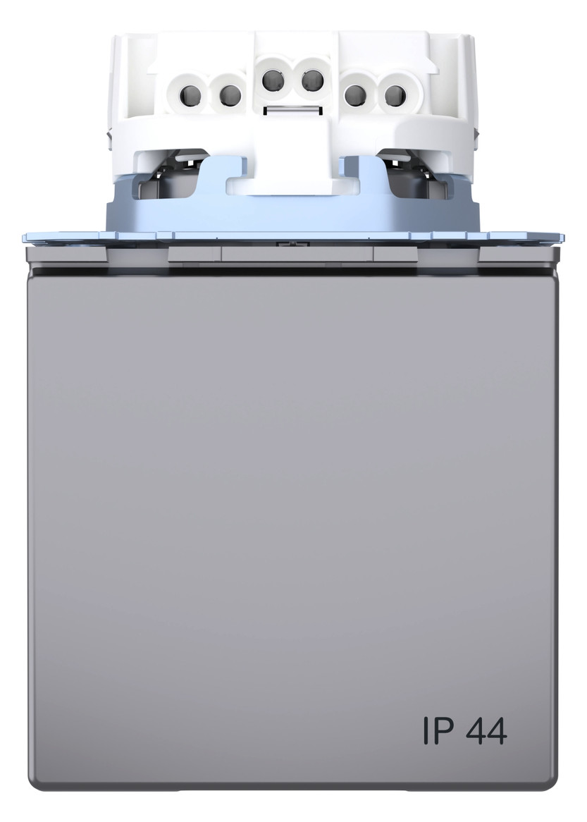 Steckdose 1f edst glz System Design UP m.BS Mit erhöhtem Berührungsschutz IP44