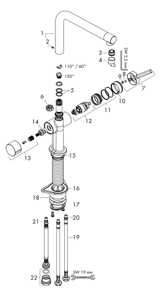 hansgrohe Spültisch-Einhebelmischer 270 Talis M54 Geräteabsperrventil, 1jet, chrom