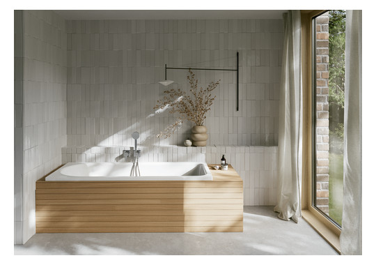Badewanne BetteOcean Low-Line 8835 Antirutsch Sense, weiß, 170x75x38cm, Fußende rechts, Überlauf vorne