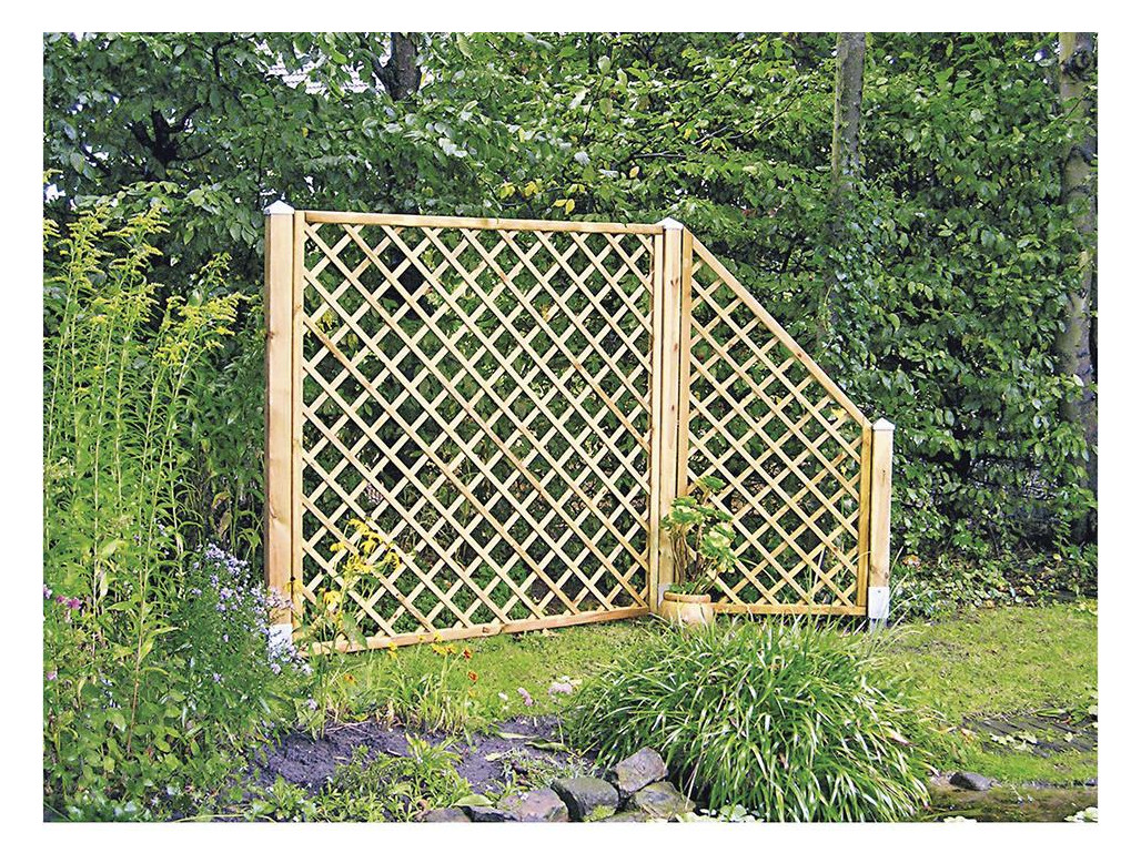 Bild Diagonal-Rankzaun 180x180cm MW10x10cm Leisten 12x30mm, genagelt Rahmen 45/45mm k - n.a.-1