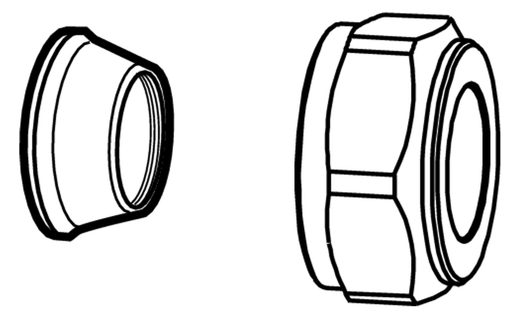 TA Kompressionsverschraubung DN 15, Ø 15 mm, max. 100 GradC