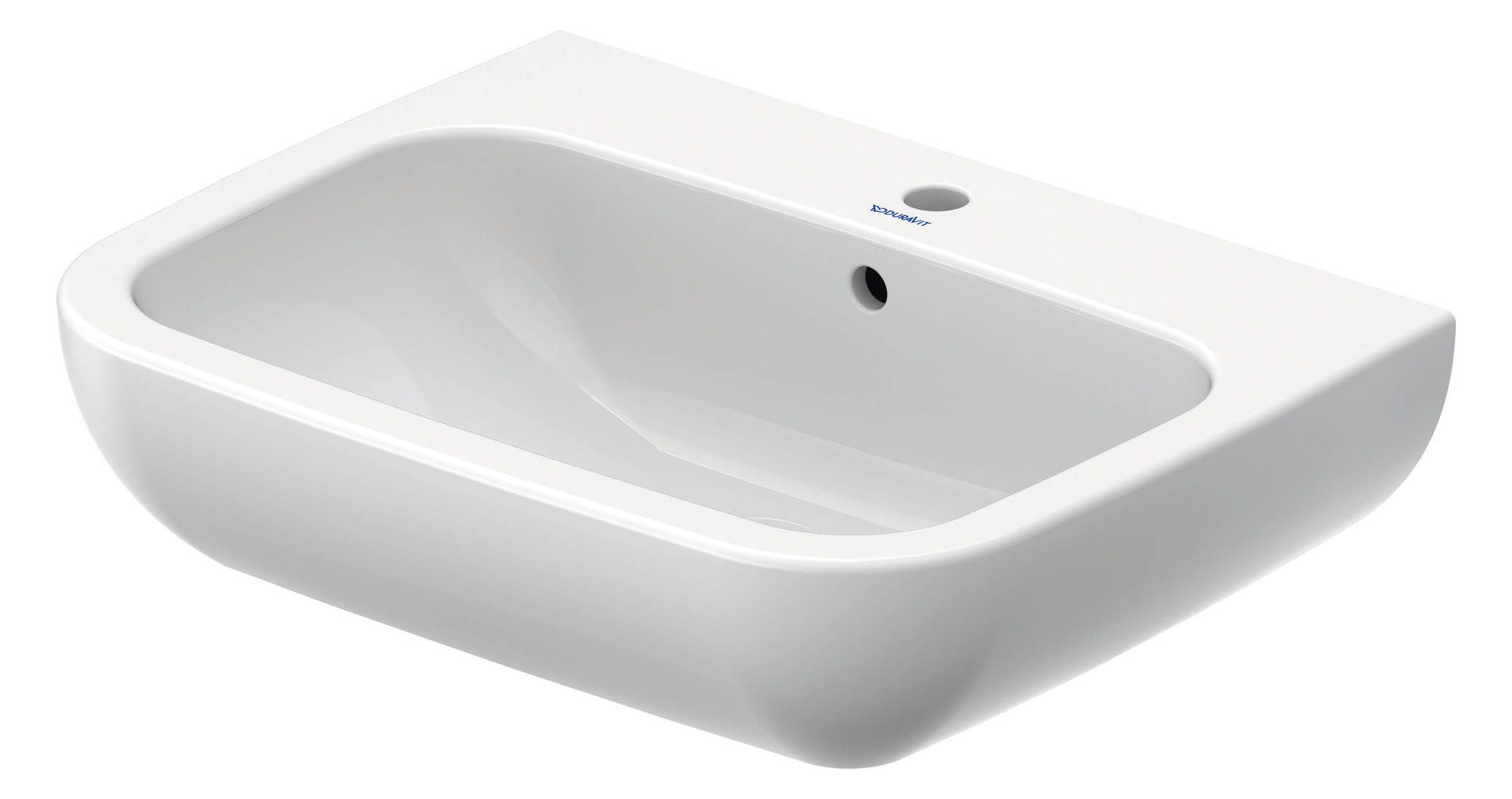 Duravit Waschtisch D-Code 65 x 50 cm, mit Hahnloch, Überlauf, Hahnlochbank, weiß