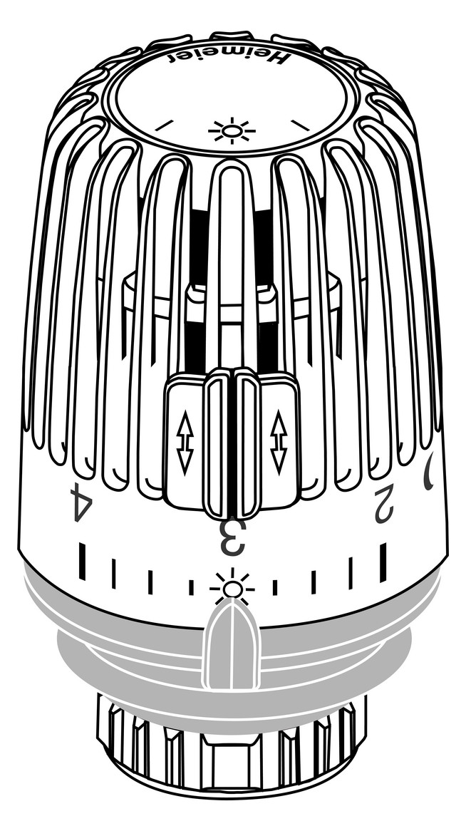 Heimeier Thermostat-Kopf K Clips/Merkzahl 1-5, Standard, mit Nullstellung, weiß