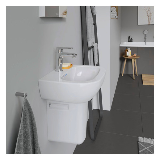 Duravit Handwaschbecken D-Code 45x34cm, mit Hahnloch, Überlauf, Hahnlochbank, weiß