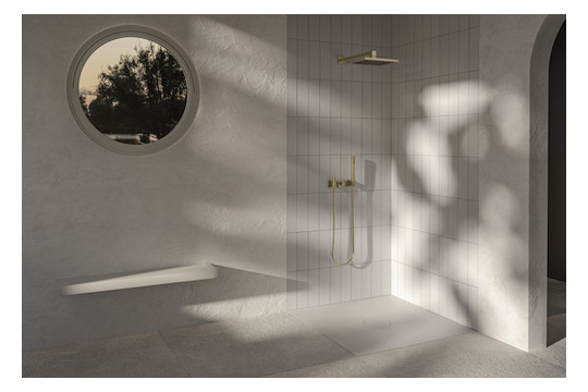 Bette Duschfliese BetteAir 1000 x 900 mm, jasmin, Rechteck, glasierter Titan-Stahl
