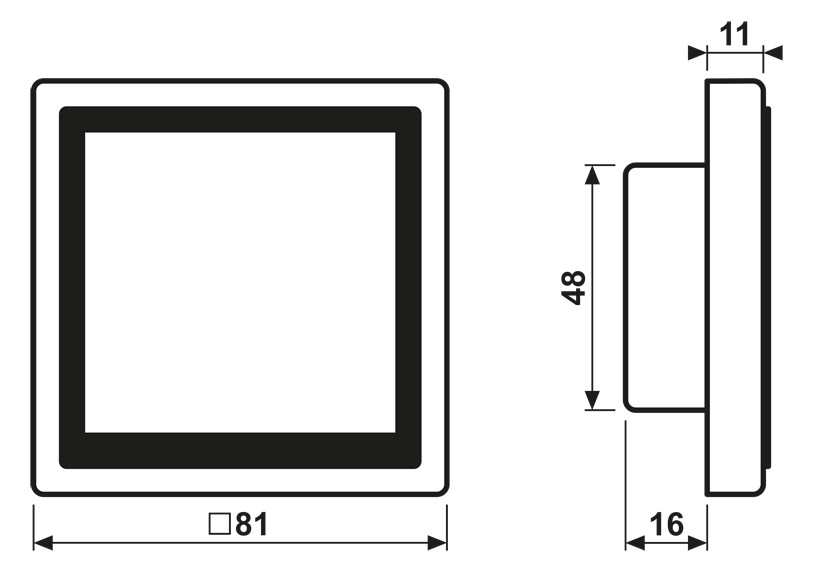Bedienelement KNX UP Kst aws UP Manuelle Sollwertverstellung Status-LED