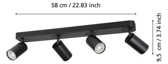 EGLO Balkenspot/4 GU10 Schwarz    900337 