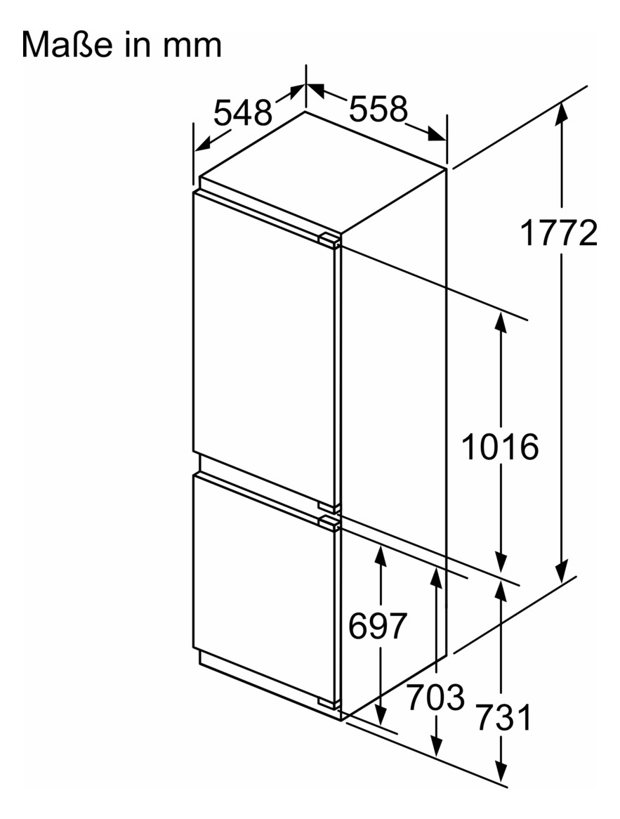 Kühl-/Gefrierkombi EB D ws 184/76l 186kwh 1772x558x548mm NoFrost 0°-Zone