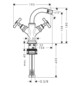 hansgrohe 2-Griff-Bidet-Armatur Axor Montreux Ausladung 104mm, mit Kreuzgriffe, Zugstangen-Ablaufgarnitur, brushed gold optic