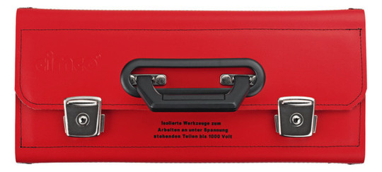Werkzeugtasche leer Leder/Metall 210x340x460mm Signalrot