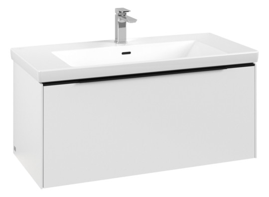 V&B Waschtisch-Unterschrank Subway 3.0 97,3x42,9x47,8cm, mit LED/Griff Volcano black, pure white