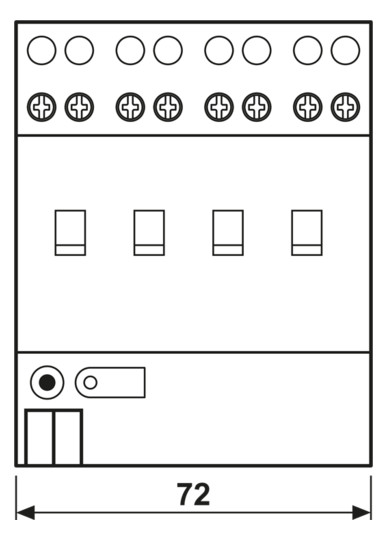 Schaltaktor KNX REG 4TE 4f 16A 3680W 21-32V Vor Ort-/Handbedienung