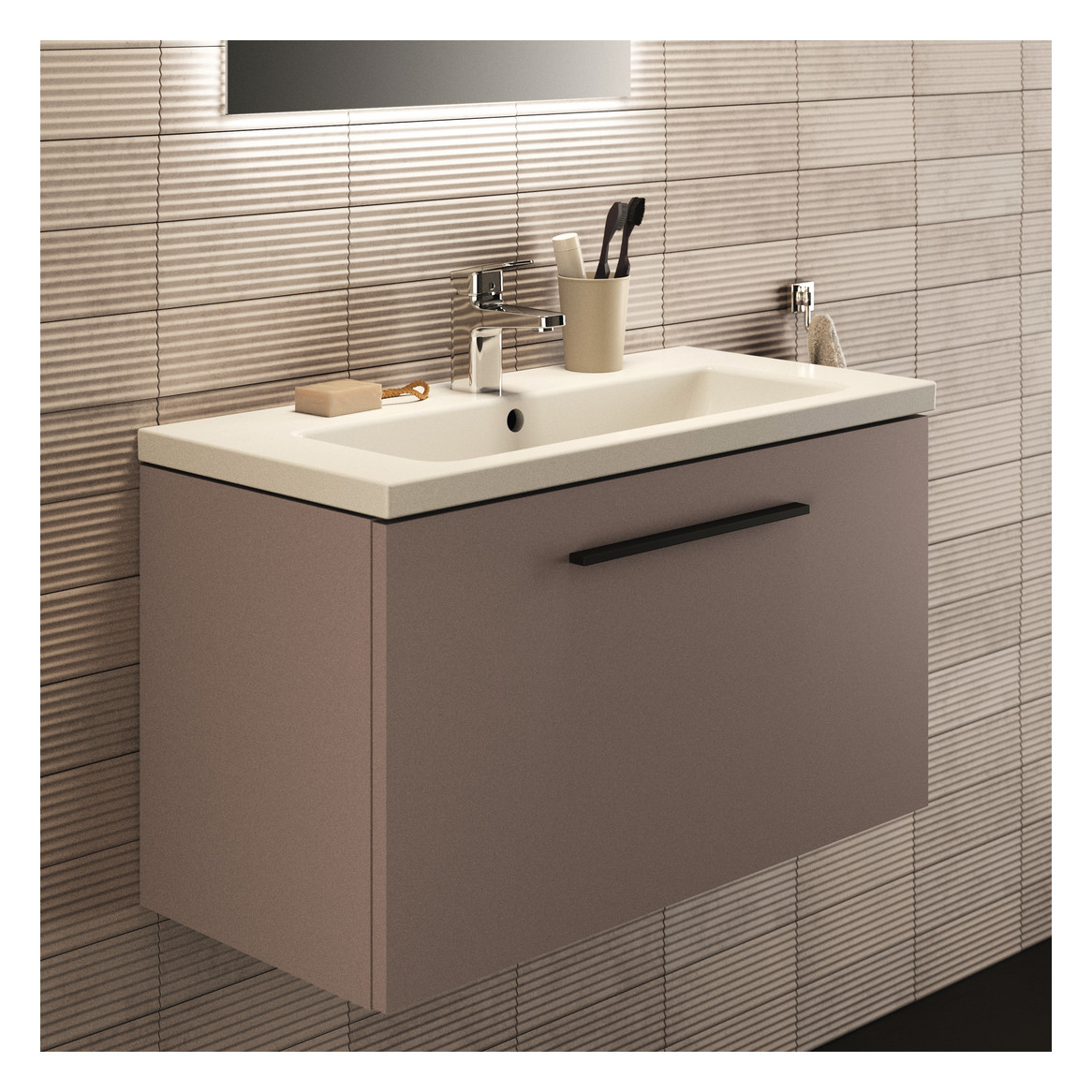 Ideal-Standard Möbel-Waschtischunterschrank i.life S 1 Auszug, 80 x 37,5 x 44 cm, carbongrau matt