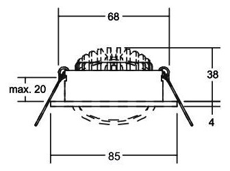 LED-Einbaustrahler 6,7W 3000K 570lm sw mt IP20 1LED Alu RF:hochglänzend