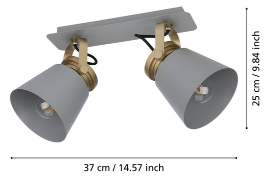 EGLO Balkenspot/2 E27 Grau/Gold    43836 