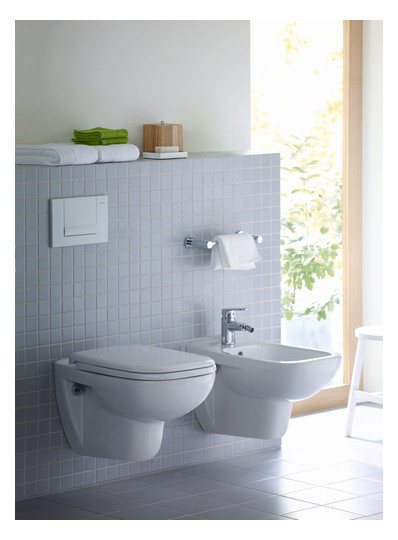 Duravit Wand-Tiefspül-WC Set D-Code mit WC-Sitz, Rimless, Durafix, weiß