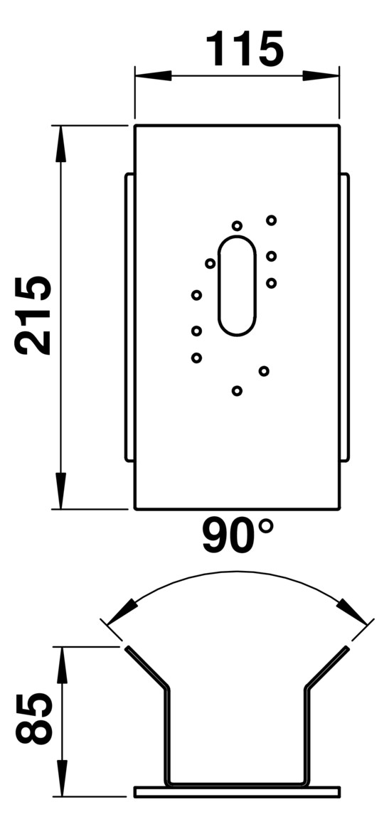 Eckbock sw Alu L215mm B115mm