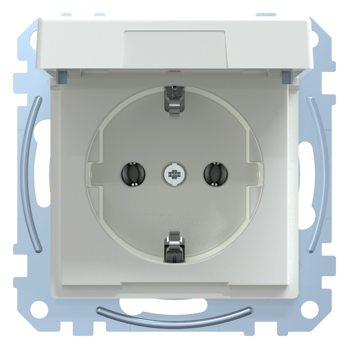 Steckdose 1f akws glz System M UP Klappd IP20 aktivweiß