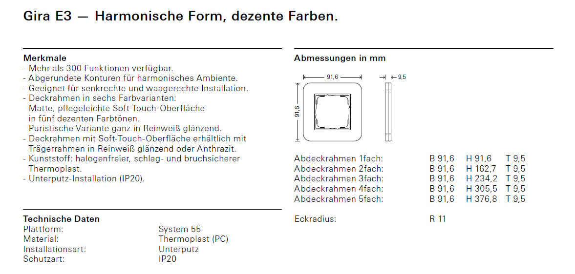 Rahmen 2f sand/rws Gira E3 Kst Unterputzmontage