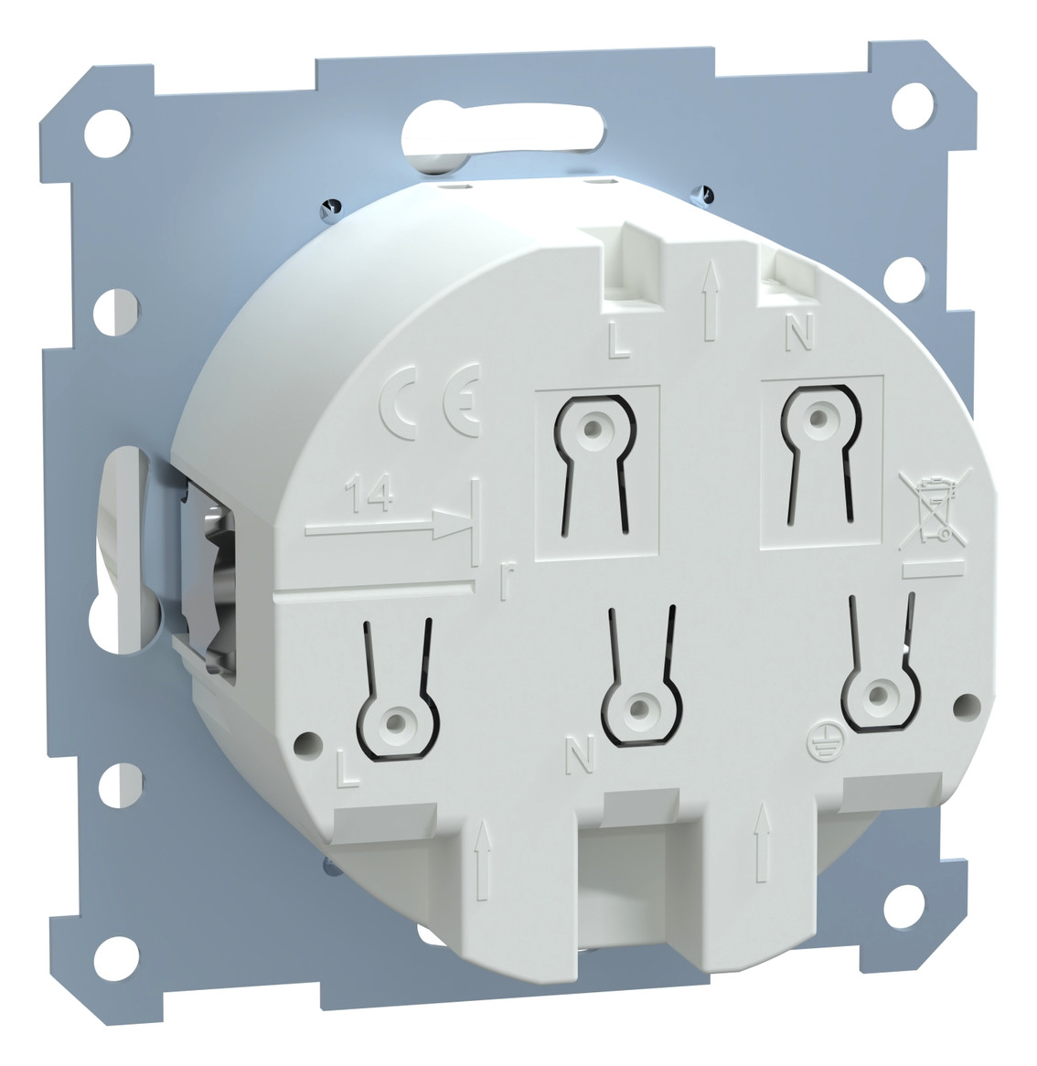 Fi-Steckdose 1f akws glz System M UP m.BS IP20 aktivweiß