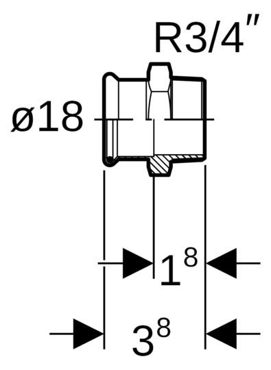 Geberit Gas-Übergang Mapress Ø 18 mm x R 3/4, Kupfer, mit Außengewinde, Rotguss