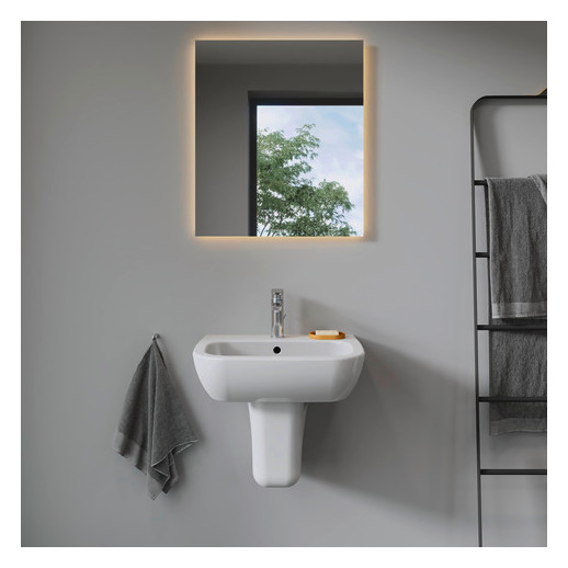 Duravit Waschtisch D-Code 55 x 43 cm, mit Hahnloch, Überlauf, Hahnlochbank, weiß