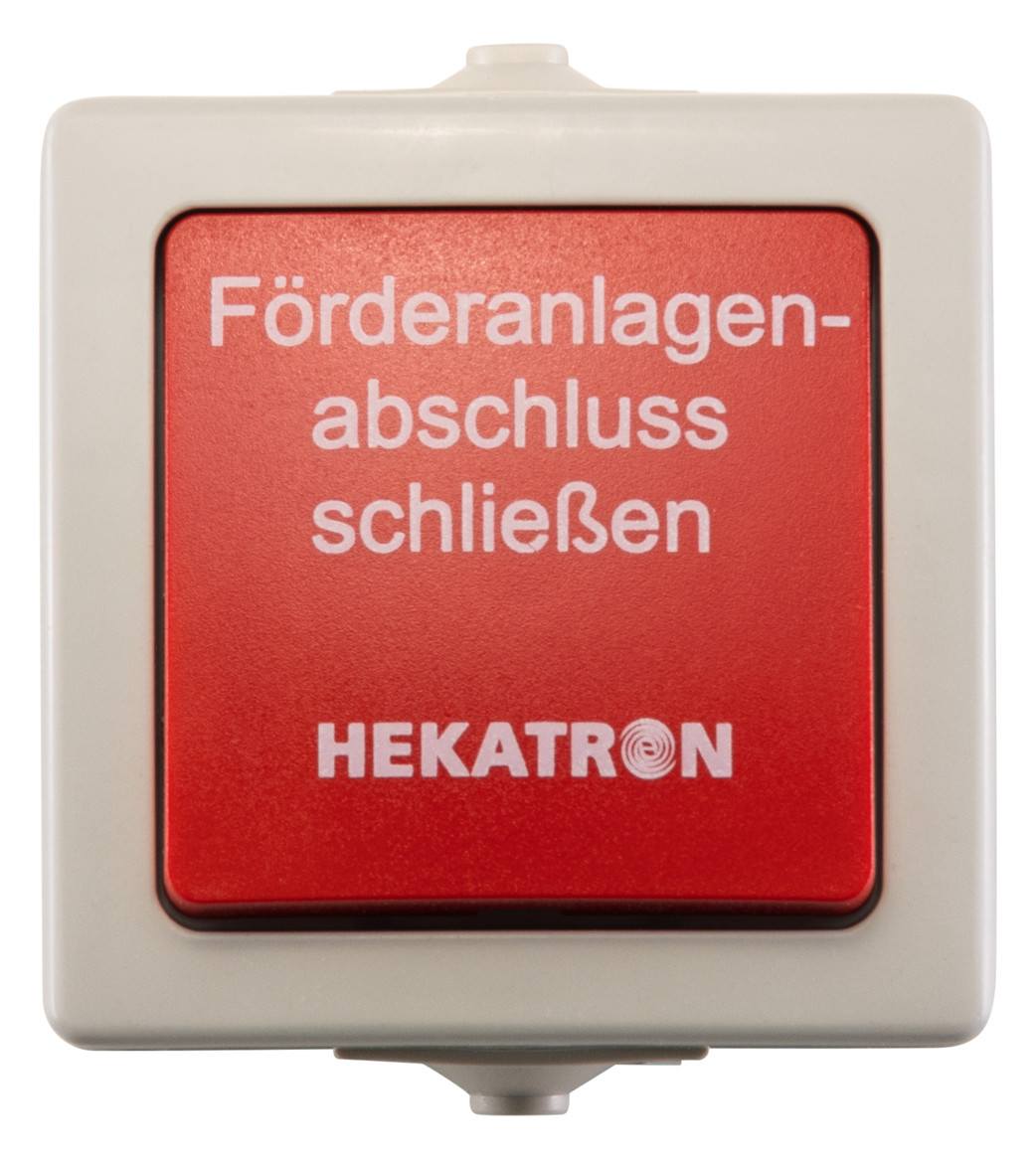 Bild HEKATRON Handtaster HAT 03, AP, grau, "Förderanlagenabschluss schließen", 24V-1