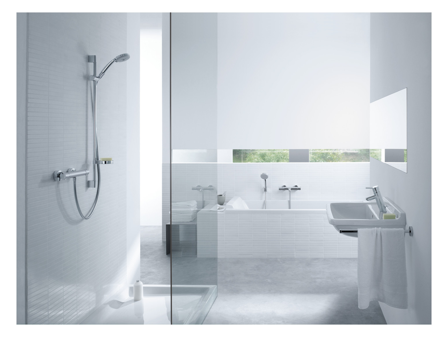 hansgrohe Brausesystem Croma 100 Multi 958 mm Brausestange, mit Thermostat, chrom