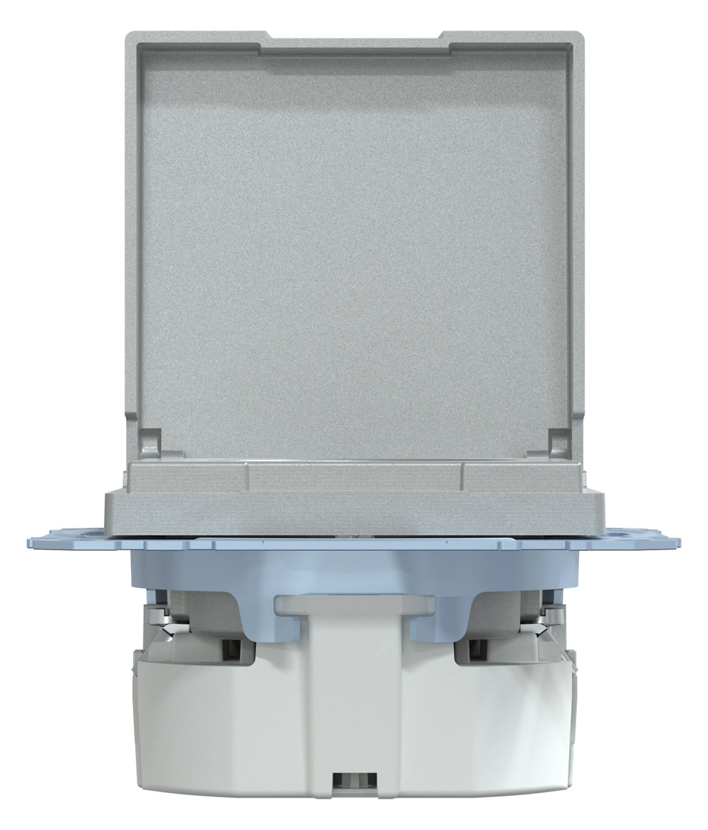 Steckdose 1f alu mt System M UP Klappd IP20