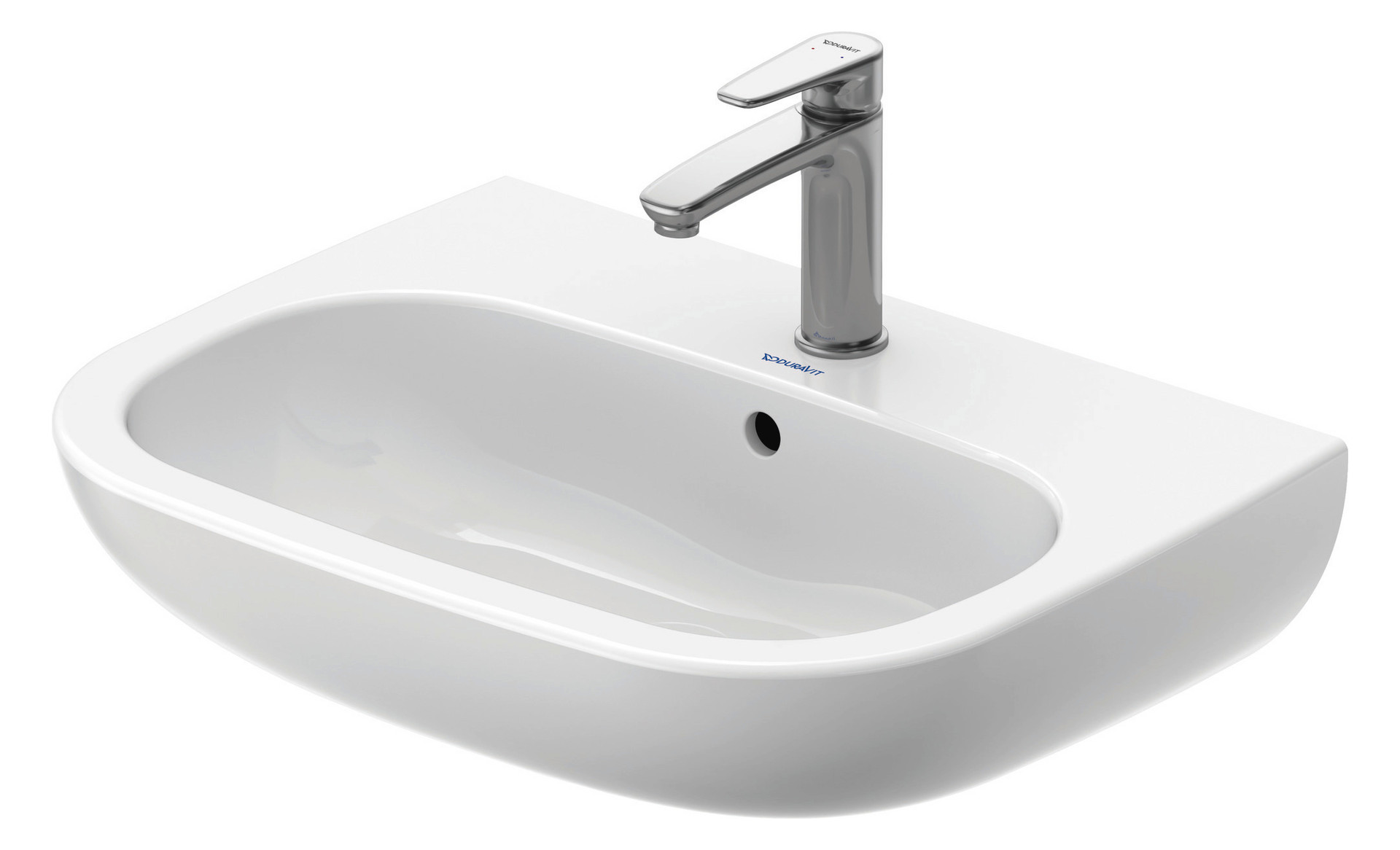 Duravit Waschtisch D-Code 60 x 46 cm, mit Hahnloch, Überlauf, Hahnlochbank, weiß
