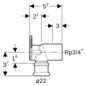 Geberit Anschlusswinkel Mapress Ø 22 mm x Rp 3/4, Kupfer, 90°, Rotguss