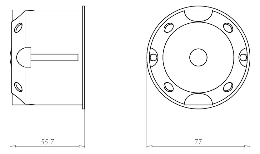 Schallschutzdose HW Ø74x54,4mm Kst IP3X Ger/VerbDose/kast rnd