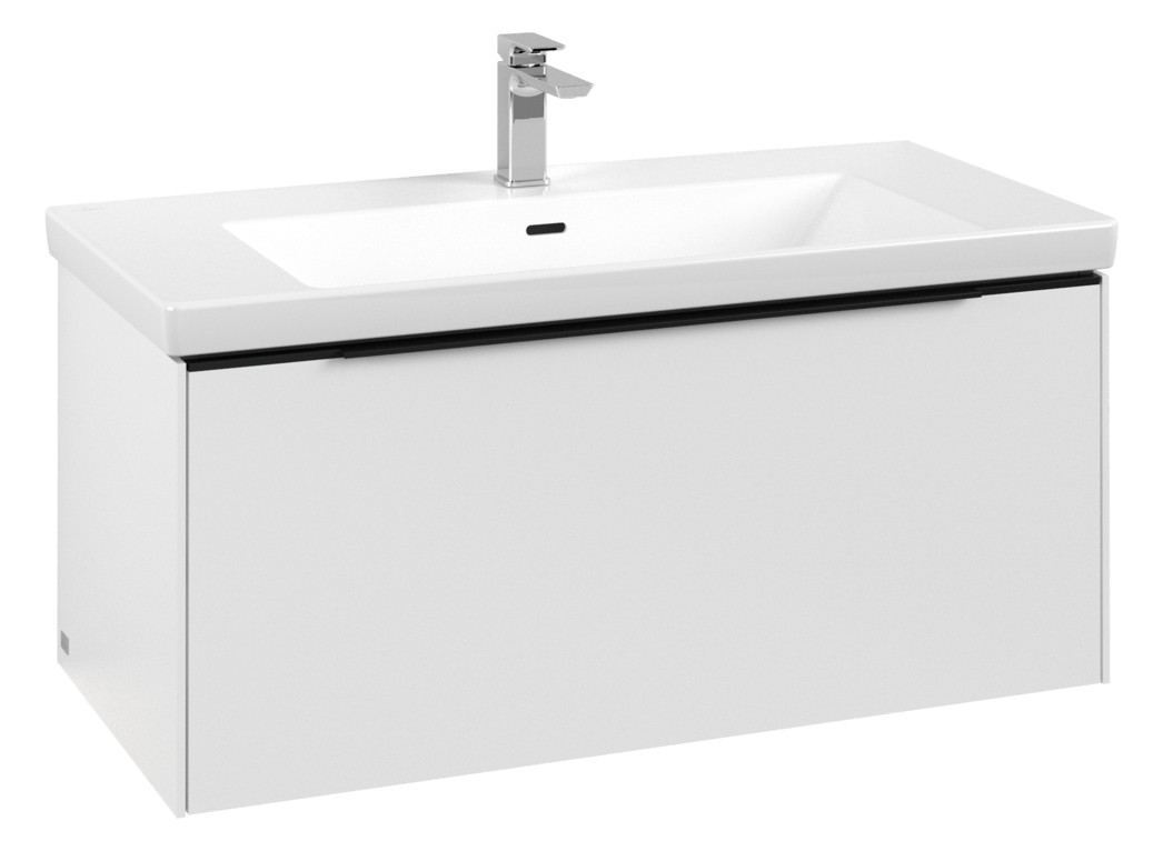 V&B Waschtisch-Unterschrank Subway 3.0 97,3x42,9x47,8cm, mit LED/Griff Volcano black, pure white