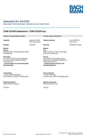 Bachmann Kabelwanne CONI COVER  918.0750 
