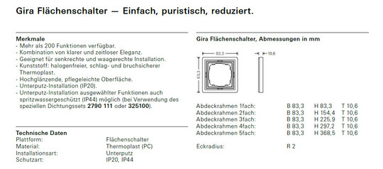 Rahmen 4f rws glz Fläche Kst Unterputzmontage