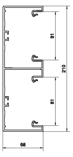 Geräteeinbaukanal Kst 210x68mm lgr GEB-K RAL7035 unbeh 12480qmm 2000mm