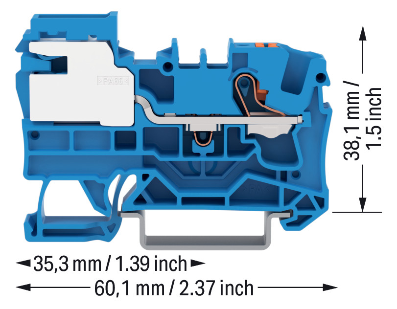 N-Trennklemme 0,5-10qmm 51A 3x10mm bl Anschlussplatte erforderlich Federzugans