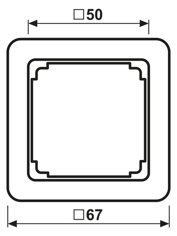 Zwischenrahmen aws CD 50x50mm RAL9010 quad50mm/quad50mm