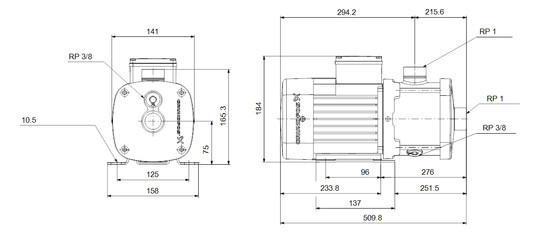 GRUNDFOS Horizontale Kreiselpumpe CM1-5 S-R-I-E-AQQE C1-A-A-N