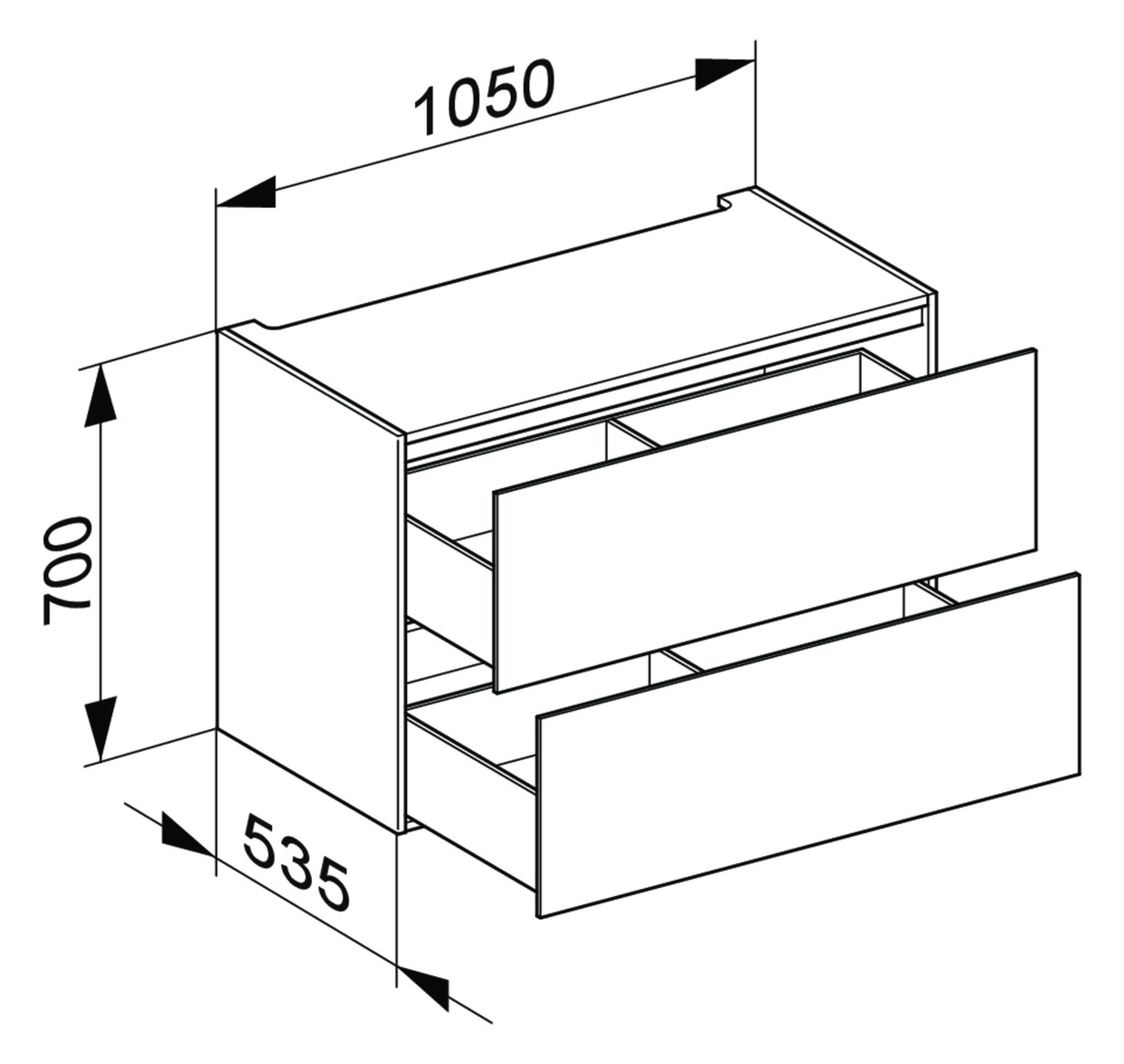 KEUCO Unterschrank Edition 11 105x70x53,5cm, 2 Frontauszüge, Innenbeleuchtung, Weiß