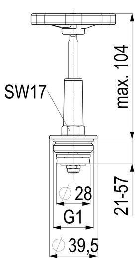 Schlösser Schrägsitzventil-Oberteil 1814 DN 25, G 1, Messing, steigende Spindel